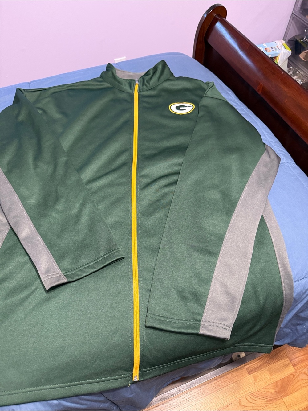 Majestic Green Full-Zip Performance Jacket with Gray Panels and Yellow Trim